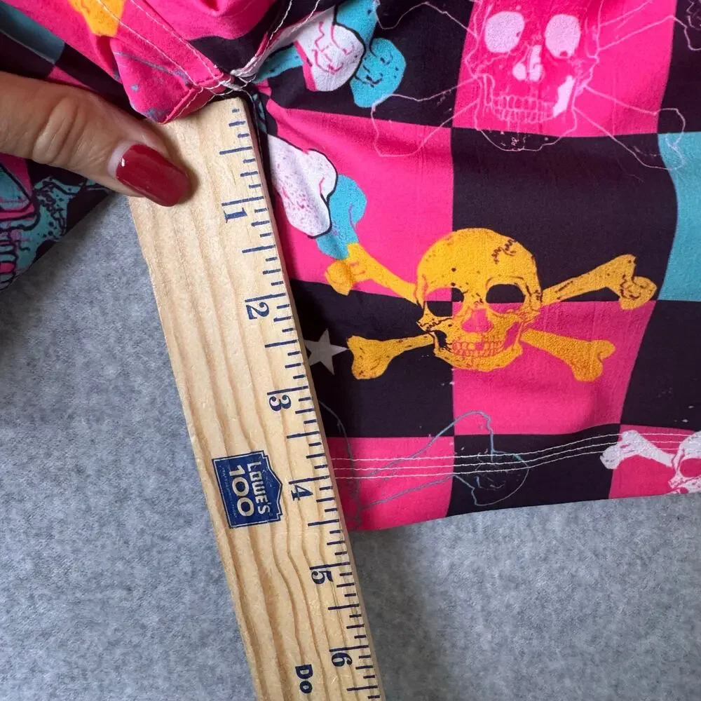 NWT Wes & Willy Youth Boys Check Skull Swim Trunks vibrant multicolored Large